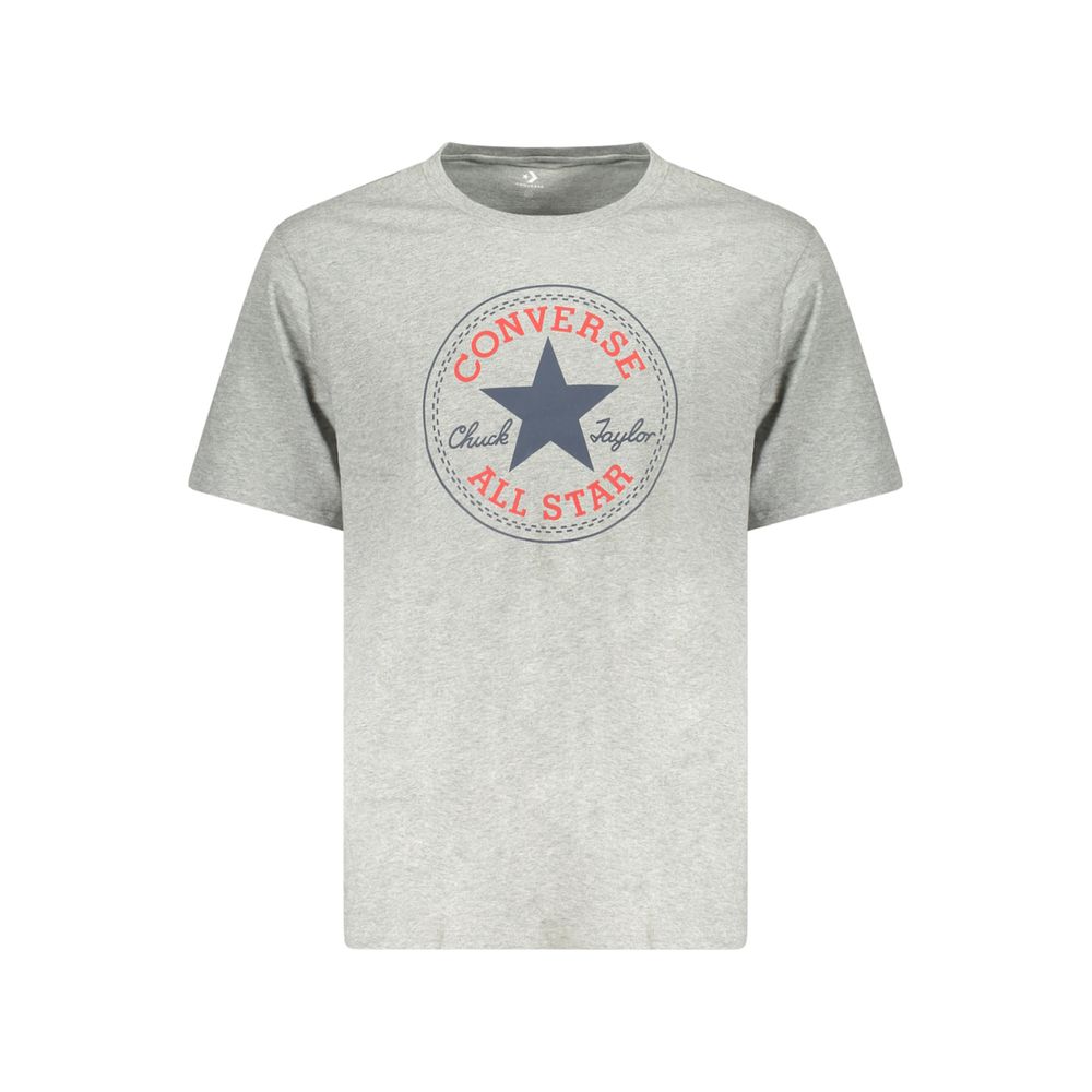 T-Shirt by Converse for men in cotton gray & print features a plush silhouette, showcasing a sophisticated crew neckline and for a truly plush finish.