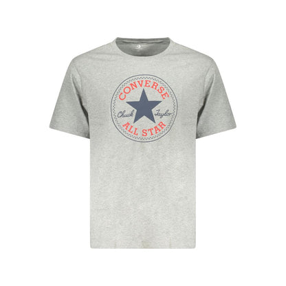 T-Shirt by Converse for men in cotton gray & print features a plush silhouette, showcasing a sophisticated crew neckline and for a truly plush finish.