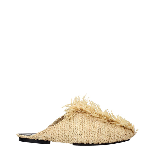 Clogs Slippers by Jil Sander for women in raffia beige features an effortlessly elegant silhouette, showcasing the Women's Raffia Clogs Slippers design with an effortlessly elegant and a for a effortlessly elegant look.