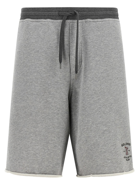 Brunello Cucinelli Men's Athletic Cotton Terry Cloth Bermuda Shorts - Gray