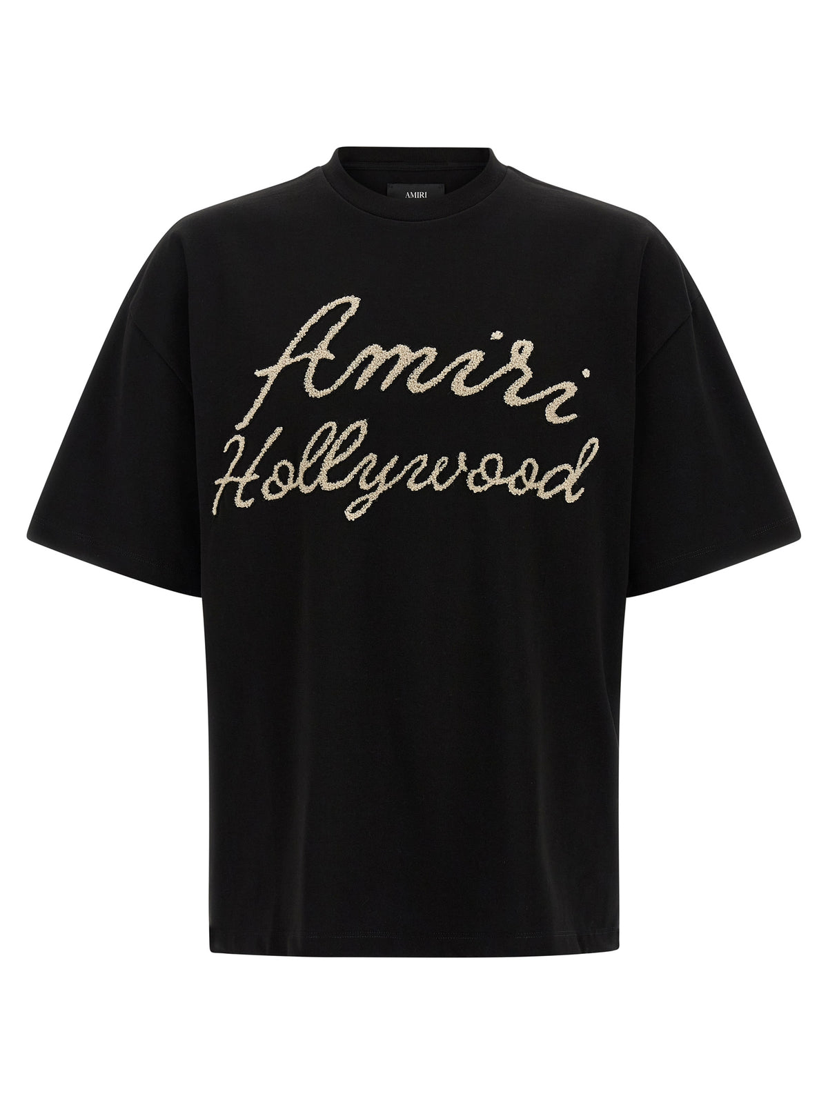 T-Shirt by Amiri for men in cotton black & patterned features an edgy silhouette, meticulously detailed with a sophisticated short-sleeve and crew neckline for a truly edgy finish.
