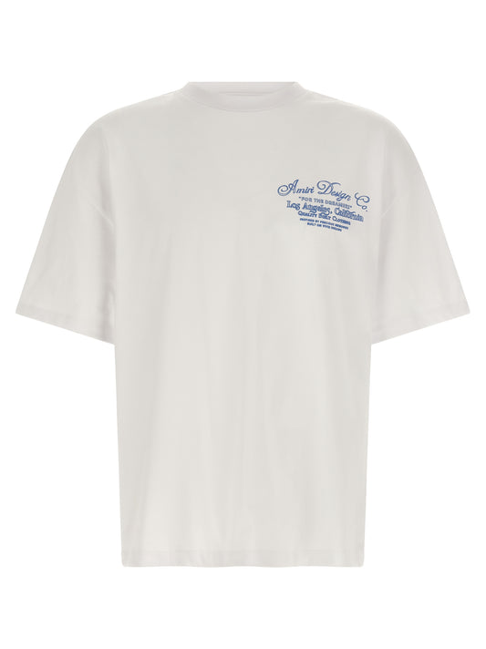 T-Shirt by Amiri for men in cotton blue, white & print showcases a chic silhouette, artfully detailed with a chic crew neckline and short-sleeve for a chic finish.