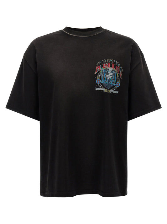 T-Shirt by Amiri for men in cotton crystal & modacrylic black & patterned features an on trend silhouette, perfectly showcasing a on trend short-sleeve and crew neckline for an elevated aesthetic.