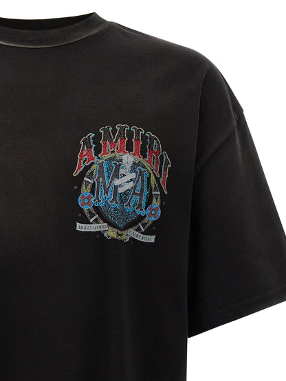 T-Shirt by Amiri for men in cotton crystal & modacrylic black & patterned features a plush silhouette, showcasing a sophisticated crew neckline and for a truly plush finish.