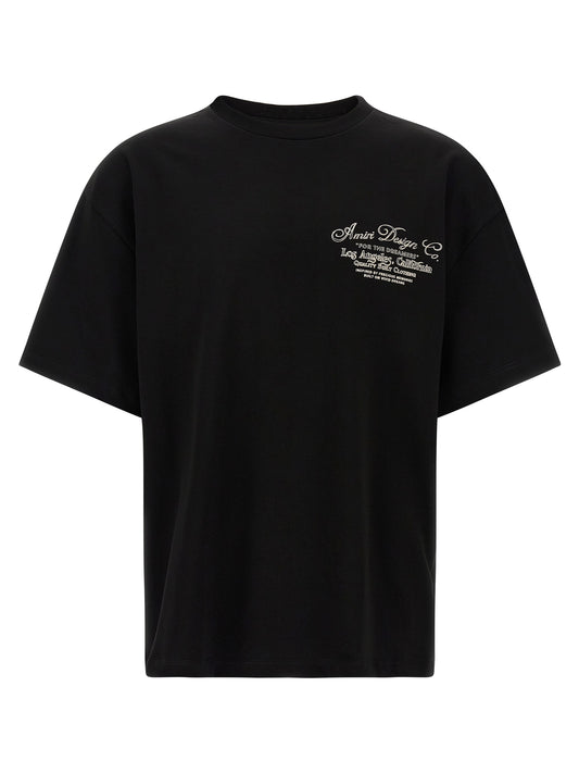 T-Shirt by Amiri for men in cotton black showcases a unassuming silhouette, artfully detailed with a refined round crew neckline and unassuming short-sleeve for a sophisticated, contemporary look.