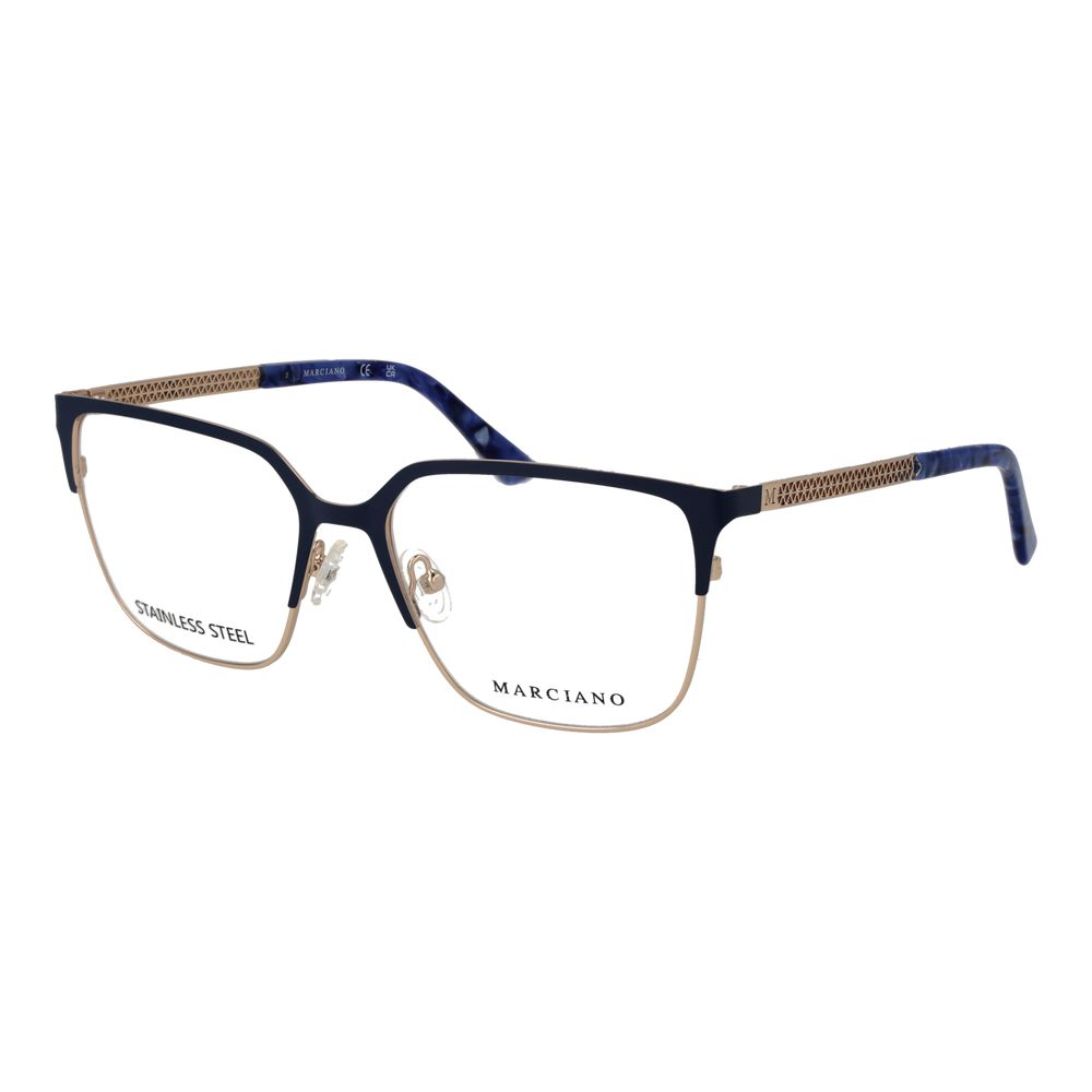 Eyeglasses Frames by Marciano by Guess for women in acetate blue features an refined silhouette, showcasing the refined blue coloured frame and sophisticated full-frame frame design.