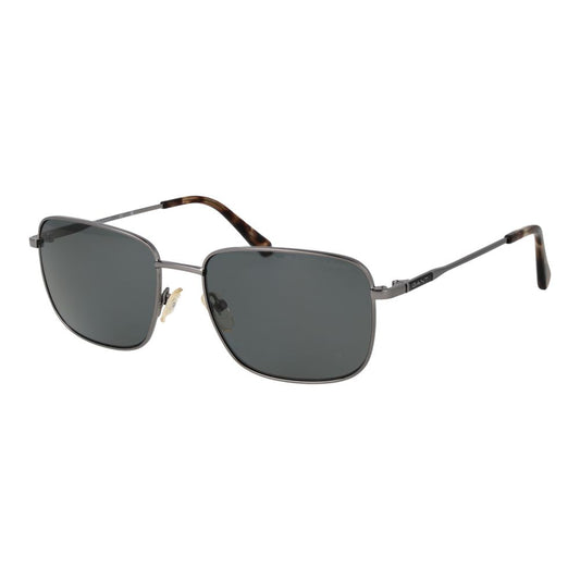 Sunglasses by Gant for men in faux grained leather gray features an timeless rectangle full-rim frame design with gunmetal coloured frame frames and polarized category-3-dark-tint lens for a timeless finish.
