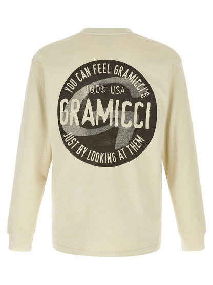 T-Shirt by Gramicci for men in organic cotton natural & white showcases a fashionable silhouette, elegantly detailed with a fashionable and crew neckline for a sophisticated, high-fashion look.