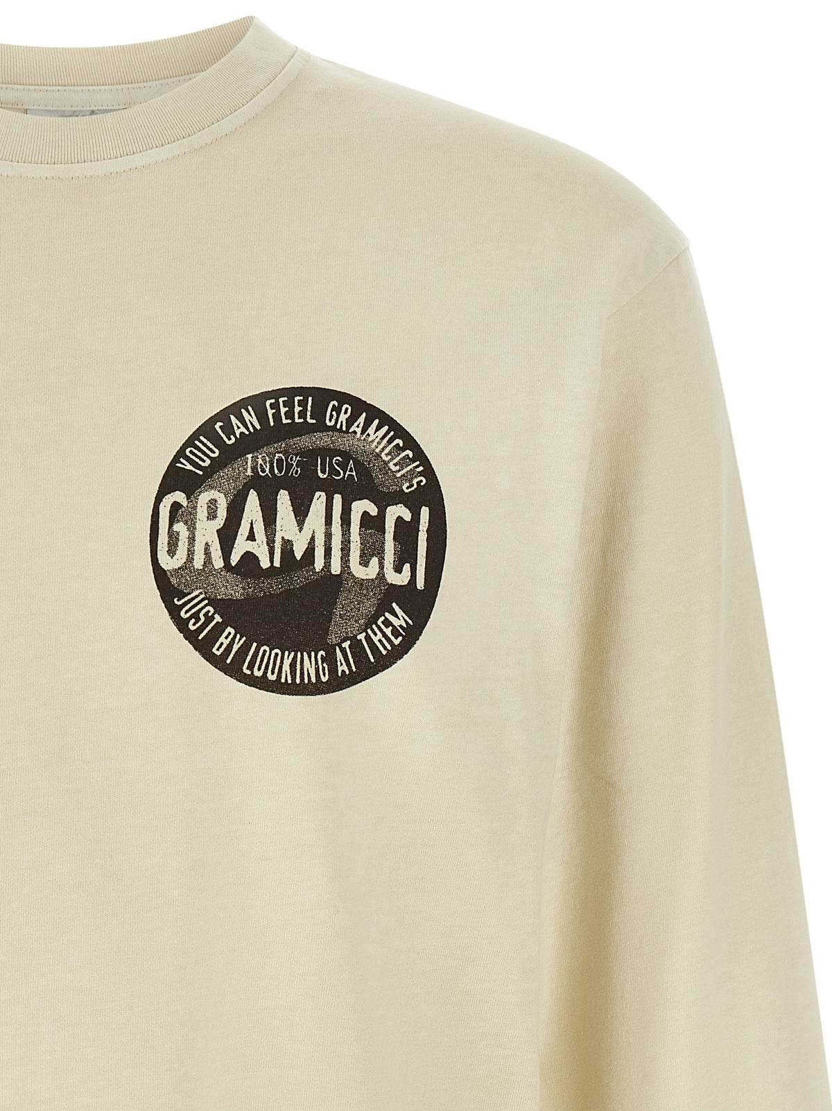 T-Shirt by Gramicci for men in organic cotton natural & white showcases a unassuming silhouette, artfully detailed with a refined crew neckline and unassuming for a sophisticated, contemporary look.