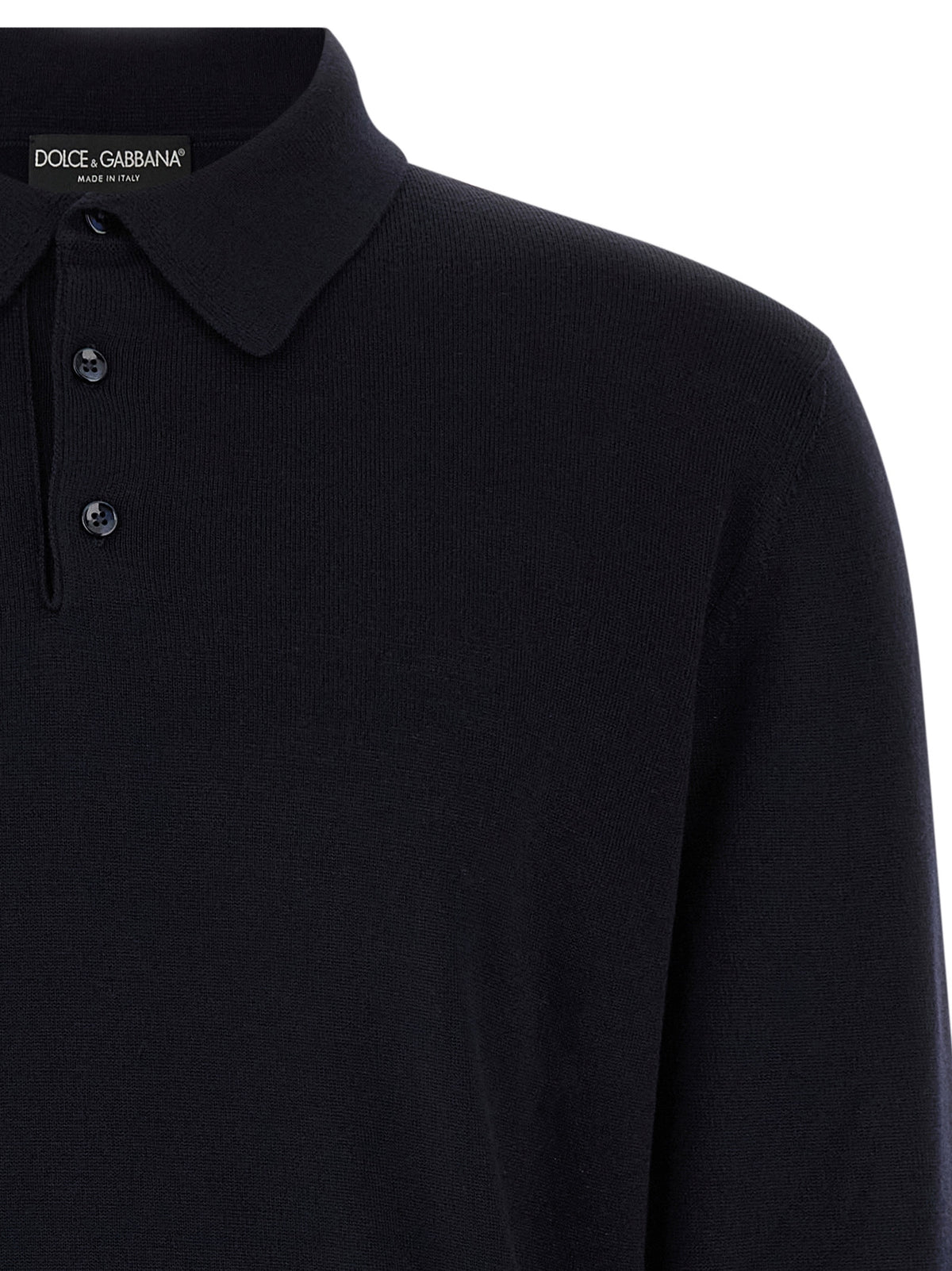 Polo Shirt by Dolce & Gabbana for men in virgin wool navy & monogram presents a distinguished silhouette, showcasing a sophisticated shirt-collar neckline and distinguished for a truly distinguished finish.