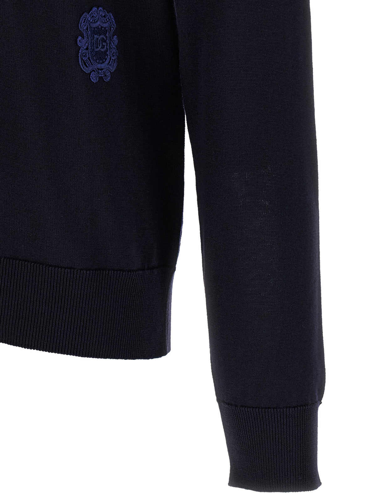Polo Shirt by Dolce & Gabbana for men in virgin wool navy & monogram presents a sleek silhouette, featuring a refined shirt-collar neckline and for a sleek finish.