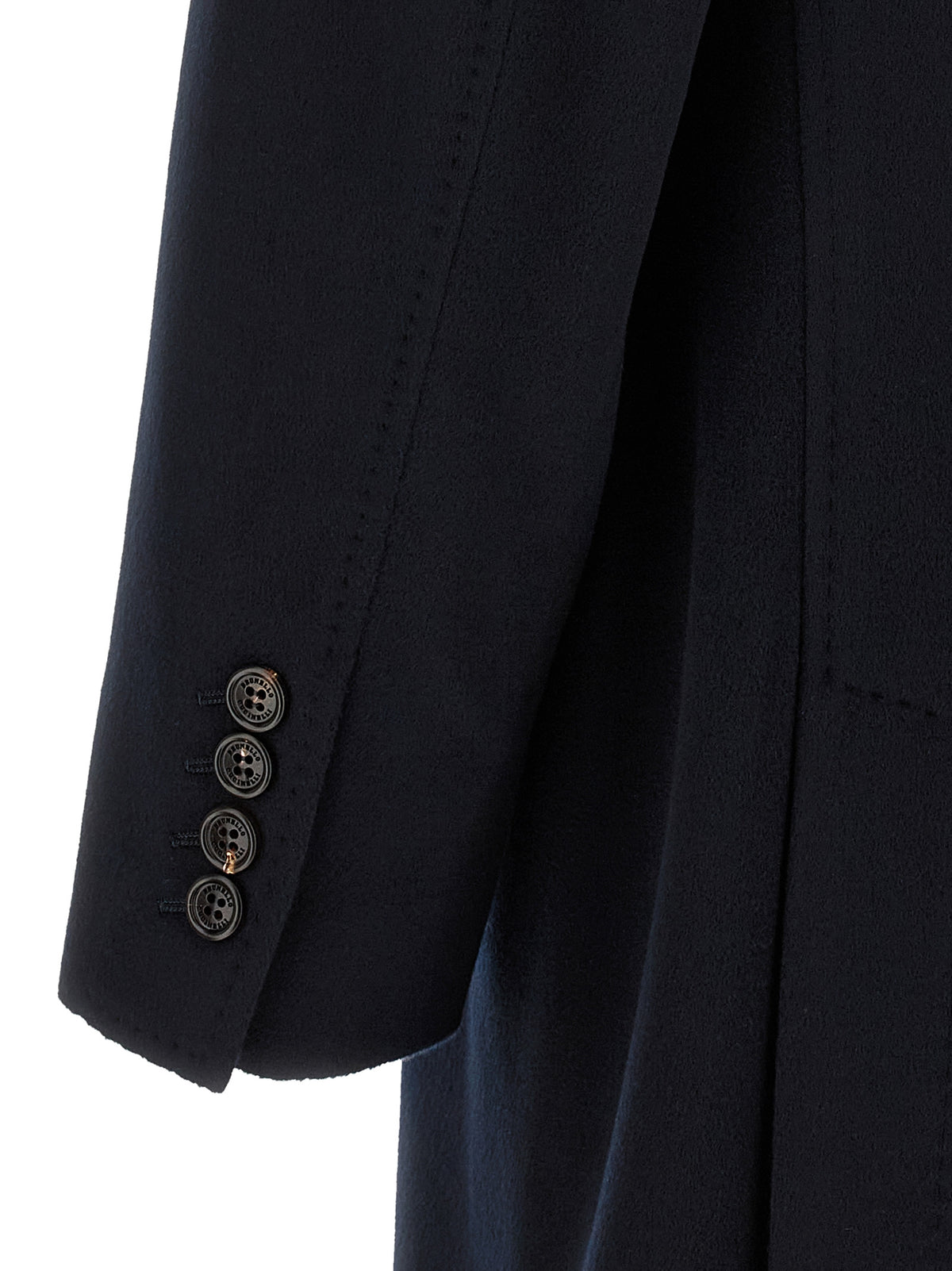 Overcoat by Brunello Cucinelli for men in beaver hair & virgin wool blue, burgundy & horn features a cosy chic silhouette, artfully detailed with a sophisticated and premium pockets for a cosy chic finish.