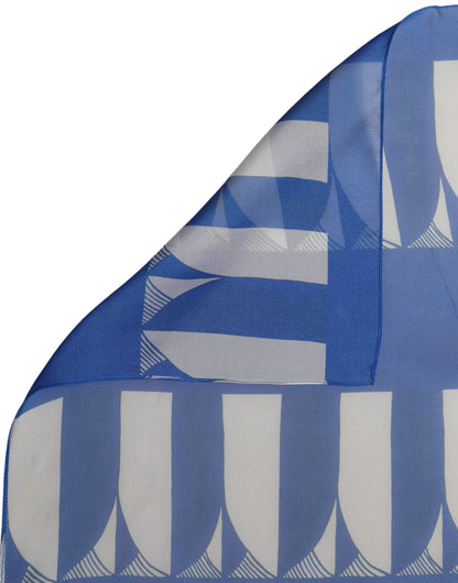 Dolce & Gabbana Blue White Patterned Square Foulard Scarf