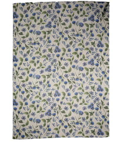 Dolce & Gabbana White Blue Floral Polyester Stole Scarf