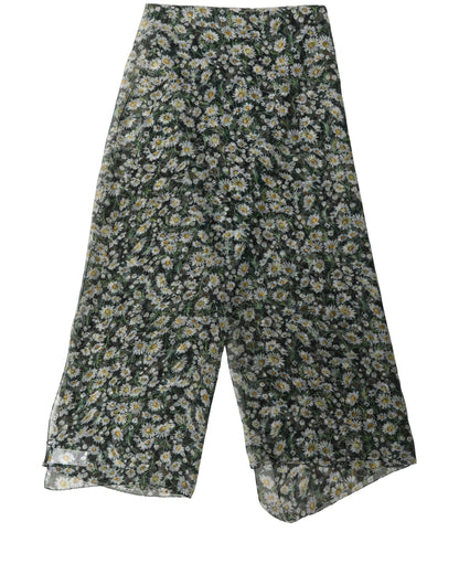 Dolce & Gabbana Black Silk Daisy Chiffon Long Stole Scarf