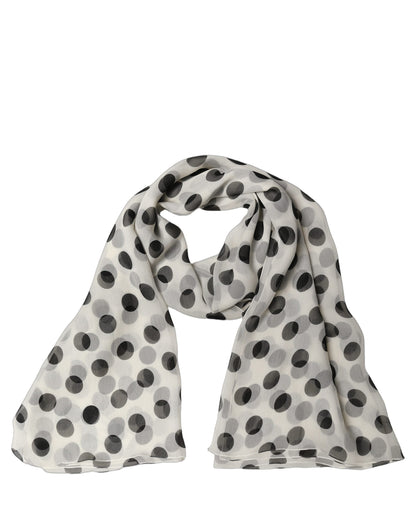 Dolce & Gabbana White Black Polka Dot Shawl Stole Scarf