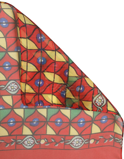 Dolce & Gabbana Red Silk Geometric Print Shawl Stole Scarf