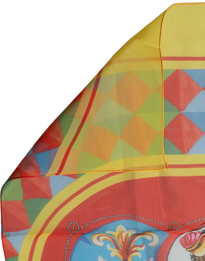 Dolce & Gabbana Multicolor Silk Carretto Print Foulard Scarf