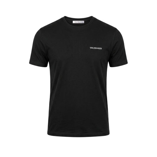 T-Shirt by Trussardi Beachwear for men in stretch cotton black features a plush silhouette, showcasing a sophisticated crew neckline and short-sleeve for a truly plush finish.