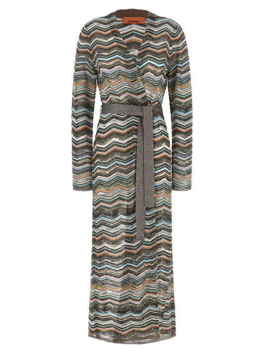 Cardigan by Missoni for women in viscose & sequins multicolor, patterned & chevron features an crisp silhouette, showcasing a sophisticated v-neck neckline and long-sleeve detail for a truly crisp finish.