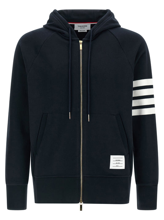 Sweatshirt Hoodie by Thom Browne for men in cotton blue & print features a edgy silhouette, detailed with a edgy hooded neckline and for a refined finish.