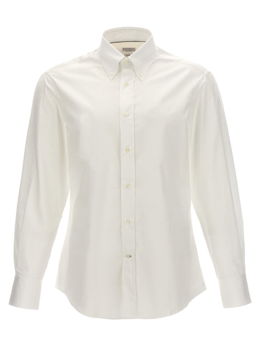 Shirt by Brunello Cucinelli for men in cotton white features an polished silhouette, showcasing a sophisticated and detail for a truly polished finish.