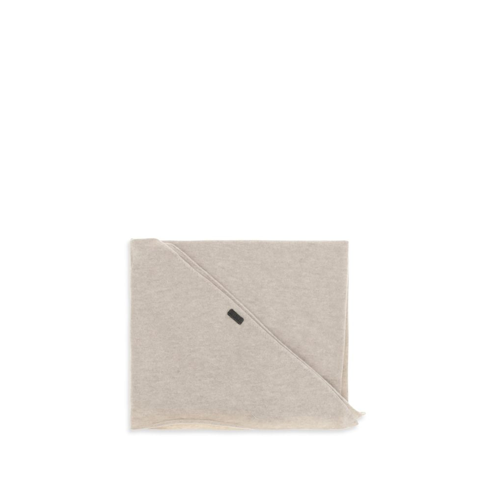 Brunello Cucinelli Capra Hircus Cashmere & Nickel Triangular Fringes Scarf - Beige Signature