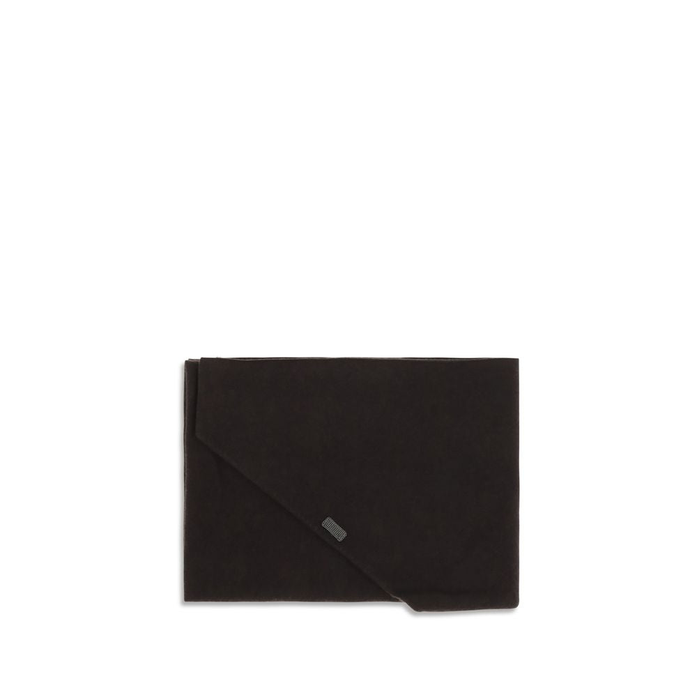 Brunello Cucinelli Capra Hircus Cashmere & Nickel Triangular Fringes Scarf - Brown Signature