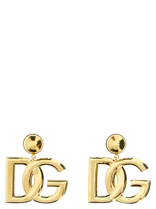 Earrings by Dolce & Gabbana for women in calfskin leather gold presents a resplendent silhouette, artfully capturing the essence of the Women's Acetate Gold & Metal Earrings with a resplendent for a sophisticated look.