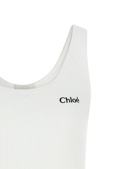 Chloé White Cotton Tank Tops