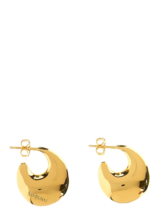 Earrings by Saint Laurent for women in cotton gold showcases a artisanal silhouette, artfully capturing the essence of Women's Teardrop Gold Earrings with its exquisite teardrop.