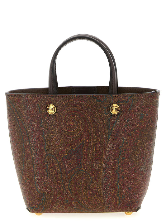 Mini Shopper Tote Bag by Etro for women in cotton multicolor, paisley & jacquard features a distinguished Cotton Mini Shopper Tote Bag design, complete with a secure magnetic & button, ample , and versatile shoulder-strap, adjustable-strap & handle for a distinguished look.
