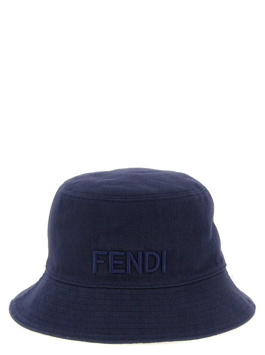 Bucket Hat by Fendi for women in cotton polyester blue & patterned showcases a effortlessly chic silhouette, artfully capturing the essence of the effortlessly chic Cotton Polyester Bucket Hat design for a sophisticated look.