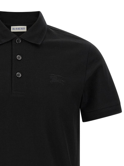 Burberry Black Cotton Polo Shirt
