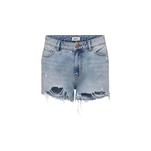 Short Trousers by Only for women in cotton light-blue showcases an effortlessly refined silhouette, meticulously detailed with a effortlessly refined , a effortlessly refined high rise, and a short for a refined finish.