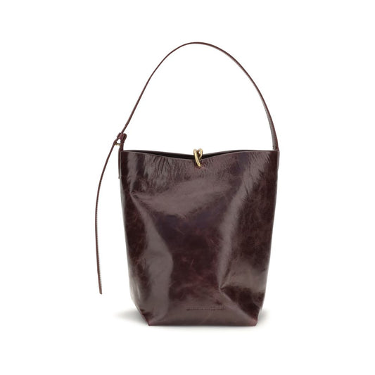 Medium Shoulder Bucket Bag by Benedetta Bruzziches for women in bos taurus suede calf leather bordeaux features an effortlessly chic silhouette with a secure , ample , and versatile shoulder-strap for effortlessly chic everyday luxury.