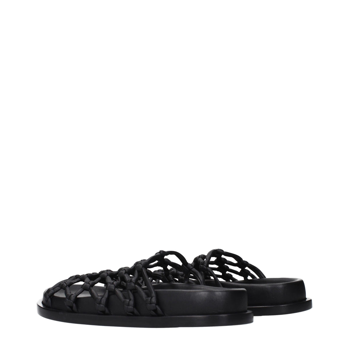 Clogs Slippers by Jil Sander for women in leather black features an effortlessly elegant silhouette, showcasing the Women's Leather Clogs Slippers design with an effortlessly elegant and a for a effortlessly elegant look.