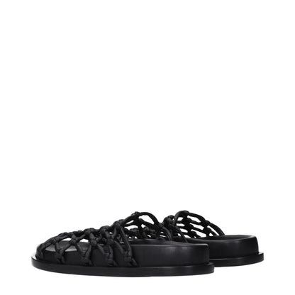 Clogs Slippers by Jil Sander for women in leather black features an effortlessly elegant silhouette, showcasing the Women's Leather Clogs Slippers design with an effortlessly elegant and a for a effortlessly elegant look.
