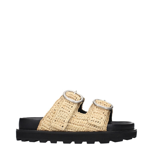 Flat Clogs Slippers from Jil Sander for women in raffia & rubber beige & natural features a dynamic design from the Women's Raffia & Rubber Flat Clogs Slippers collection, highlighting a with a and functional .