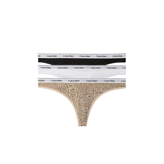 Thongs by Calvin Klein Underwear for women in stretch cotton black, white & print features a on trend silhouette, showcasing the signature style of the Women's Stretch Cotton Thongs with a on trend finish.