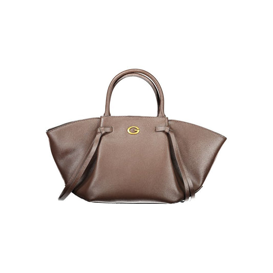 Handbag by Guess Jeans for women in polyethylene brown features an refined silhouette, showcasing a secure snap & zipper, ample external-pockets, internal-pockets & cardholder, and versatile shoulder-strap, adjustable-strap & handle for a sophisticated refined aesthetic.