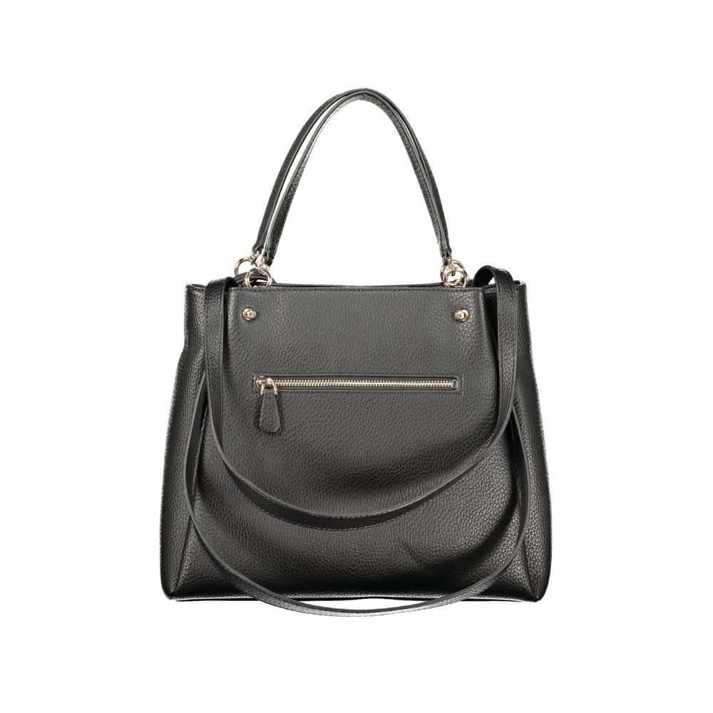Handbag by Guess Jeans for women in polyethylene black features a refined silhouette, showcasing a secure snap & zipper, organized built-in-compartments, document-holder, removable-pouch, external-pockets, internal-pockets & coin-purse, and versatile handle for a refined finish.
