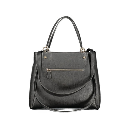Handbag by Guess Jeans for women in polyethylene black features a refined silhouette, showcasing a secure snap & zipper, organized built-in-compartments, document-holder, removable-pouch, external-pockets, internal-pockets & coin-purse, and versatile handle for a refined finish.