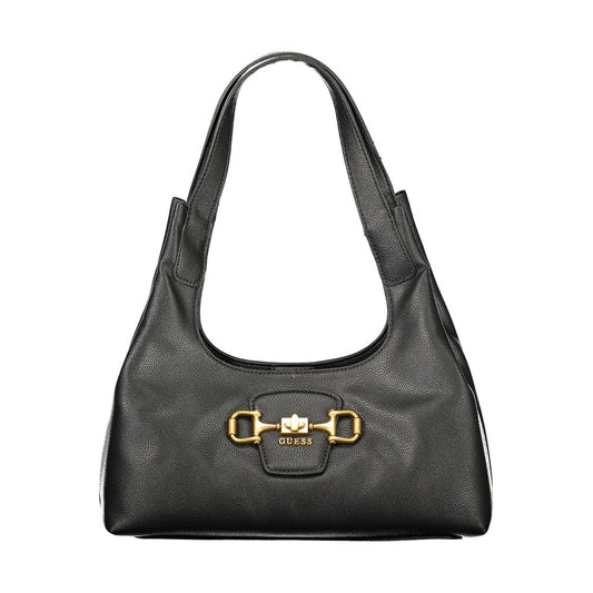 This Handbag by Guess Jeans for women in polyethylene and black presents a sculptural silhouette featuring a secure snap & zipper, ample built-in-compartments, external-pockets & internal-pockets, and versatile handle for a sculptural finish.