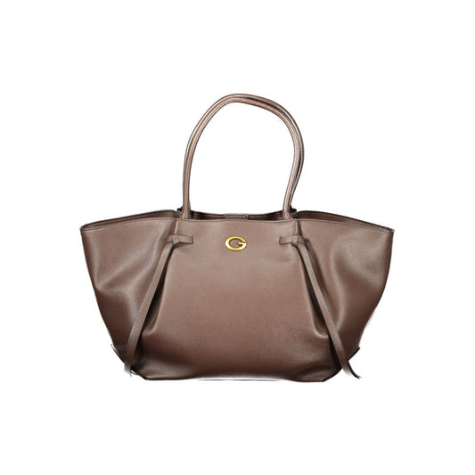 Handbag by Guess Jeans for women in polyethylene brown features a refined silhouette, showcasing a secure snap & zipper, organized external-pockets & internal-pockets, and versatile handle for a refined finish.