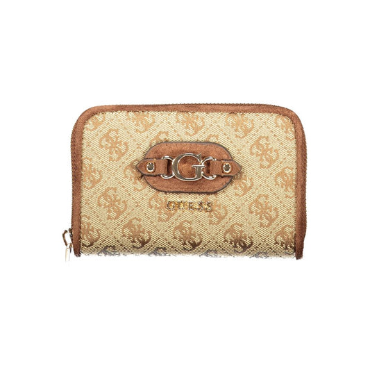 Cardholder Wallet by Guess Jeans for women in polyester beige & print showcases a distinguished silhouette, artfully capturing the essence of the distinguished Polyester Cardholder Wallet design with functional card-organization coin-purse.