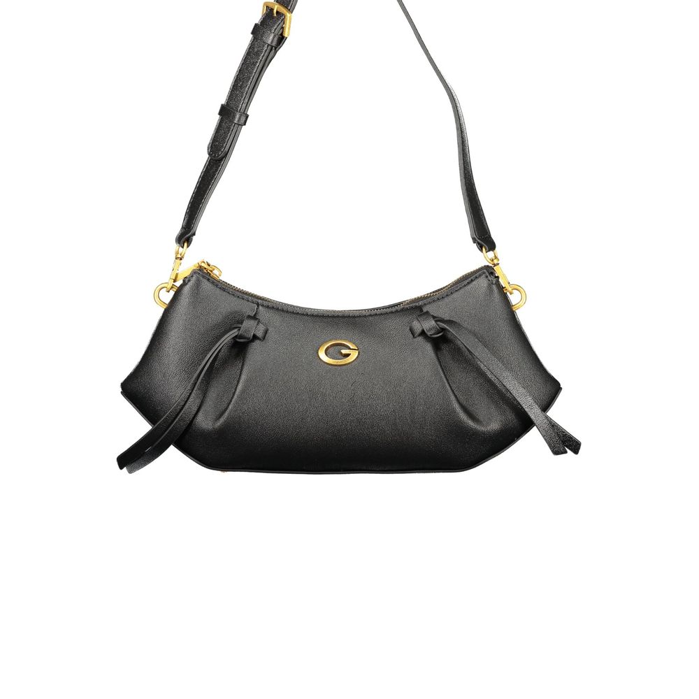 Handbag by Guess Jeans for women in polyethylene black features an refined silhouette, showcasing a secure zipper, ample internal-pockets & cardholder, and versatile adjustable-strap & handle for a sophisticated refined aesthetic.