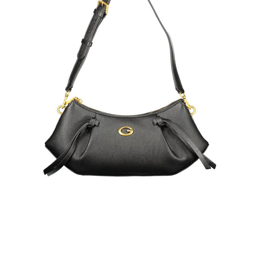 Handbag by Guess Jeans for women in polyethylene black features an refined silhouette, showcasing a secure zipper, ample internal-pockets & cardholder, and versatile adjustable-strap & handle for a sophisticated refined aesthetic.