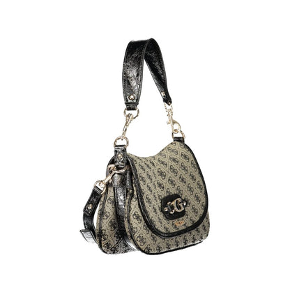 This Handbag by Guess Jeans for women in polyester and black presents a sculptural silhouette featuring a secure snap & zipper, ample external-pockets, internal-pockets & cardholder, and versatile shoulder-strap, adjustable-strap & handle for a sculptural finish.