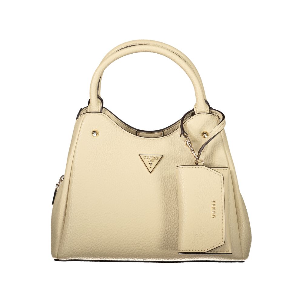 Handbag by Guess Jeans for women in polyethylene beige features a refined silhouette, showcasing a secure snap & zipper, organized built-in-compartments, removable-pouch, internal-pockets & coin-purse, and versatile shoulder-strap, adjustable-strap & handle for a refined finish.